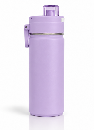 600ml Vacuum Sports Water Bottle with Locking Flip Lid Purple