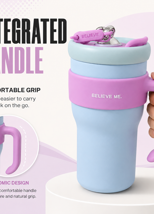 800ml Stainless Steel Insulated Travel Mug with Straw