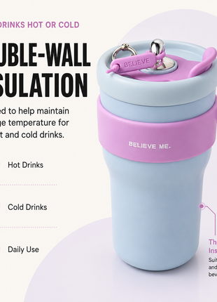 800ml Stainless Steel Insulated Travel Mug with Straw