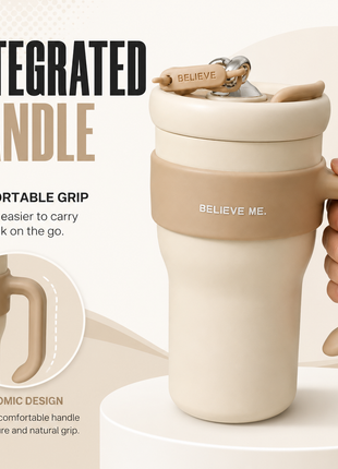 800ml Stainless Steel Insulated Travel Mug with Straw