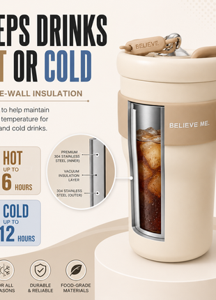 800ml Stainless Steel Insulated Travel Mug with Straw