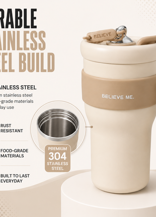 800ml Stainless Steel Insulated Travel Mug with Straw