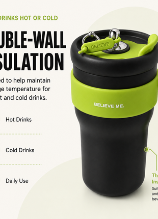 800ml Stainless Steel Insulated Travel Mug with Straw