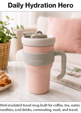 800ml Stainless Steel Insulated Travel Mug with Straw