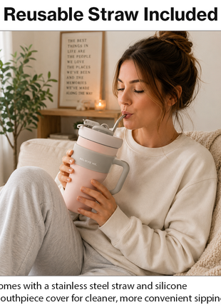 800ml Stainless Steel Insulated Travel Mug with Straw