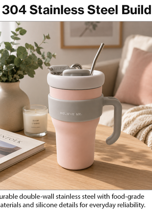 800ml Stainless Steel Insulated Travel Mug with Straw