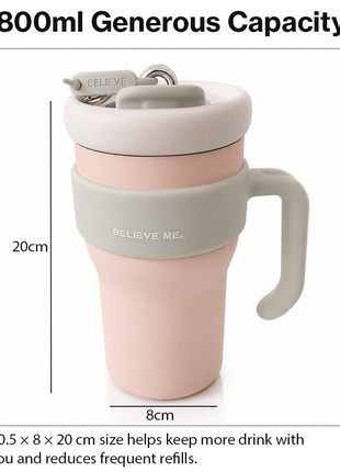 800ml Stainless Steel Insulated Travel Mug with Straw