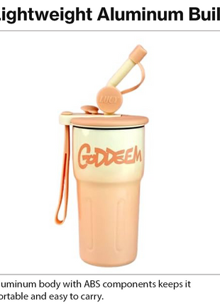 Aluminum Travel Mug with Straw and Tea Infuser Filter Lid Pink White Reusable Cup