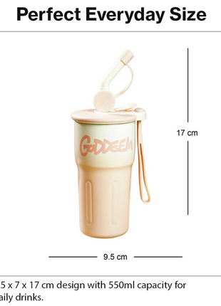 Aluminum Travel Mug with Straw and Tea Infuser Filter Lid Pink White Reusable Cup