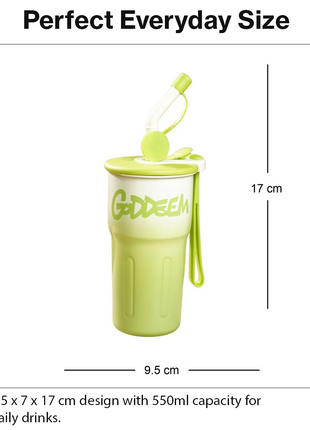 Aluminum Travel Mug with Straw and Tea Infuser Filter Lid Green White Reusable Cup