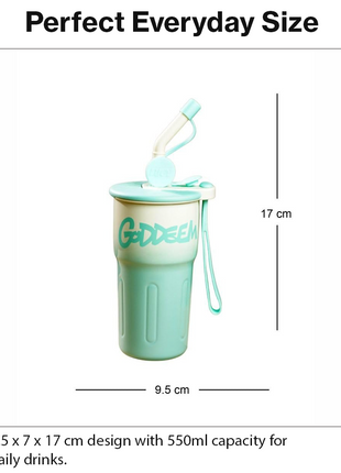 Aluminum Travel Mug with Straw and Tea Infuser Filter Lid Blue White Reusable Cup