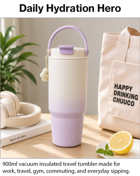 900ml Vacuum Insulated Stainless Steel Travel Tumbler