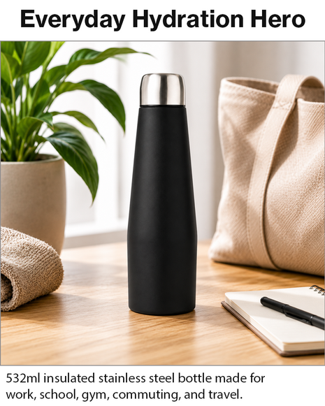 532ml Insulated Stainless Steel Water Bottle Leakproof Flask