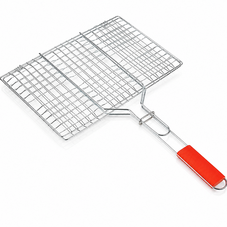 Non-Stick Stainless Steel BBQ Grill Basket with Wooden Handle