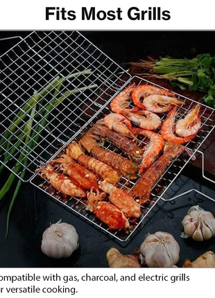 Non-Stick Stainless Steel BBQ Grill Basket with Wooden Handle