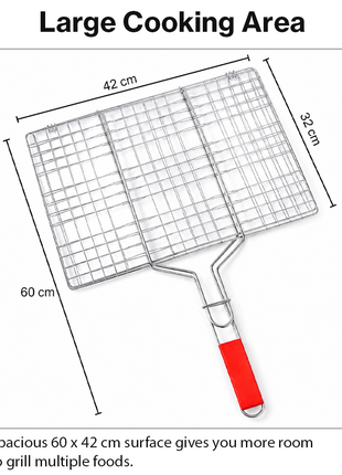 Non-Stick Stainless Steel BBQ Grill Basket with Wooden Handle