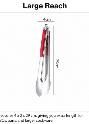 Stainless Steel Cooking Tong with ABS Handle & Pull-Ring Lock – Medium & Large Sizes
