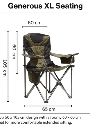 Extra-Large Foldable Camping Chair with Cooler, Cup Holder & Side Storage Pouches, Aluminium Frame, Green