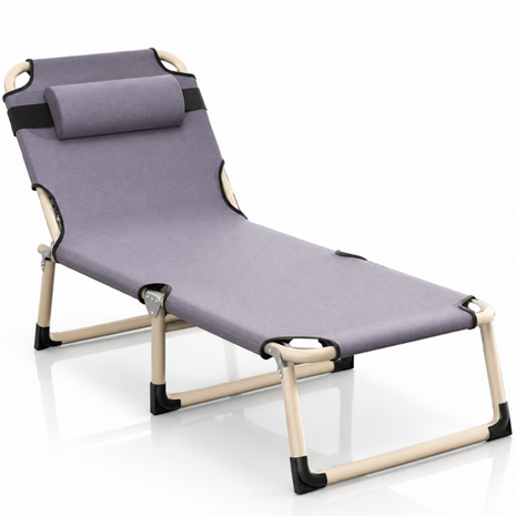 Folding Camping Bed Stretcher & Lounger with Steel Frame, Polyester Surface, 300 kg Capacity, Raised Off-Ground Sleeping Cot