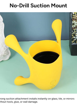 Wall-Mounted Plastic Succulent Planter with Non-Glue Suction Mount, PP & PE Indoor Hanging Plant Pot for Smooth Surfaces, Yellow