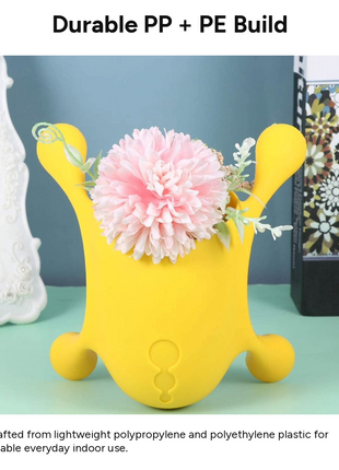 Wall-Mounted Plastic Succulent Planter with Non-Glue Suction Mount, PP & PE Indoor Hanging Plant Pot for Smooth Surfaces, Yellow