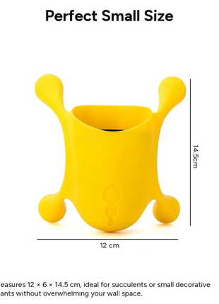 Wall-Mounted Plastic Succulent Planter with Non-Glue Suction Mount, PP & PE Indoor Hanging Plant Pot for Smooth Surfaces, Yellow