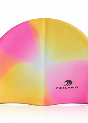 Silicone Swimming Cap Size 22×19 cm – Waterproof High Elasticity Pink/Yellow
