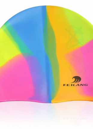 Silicone Swimming Cap Size 22×19 cm – Waterproof High Elasticity Rainbow