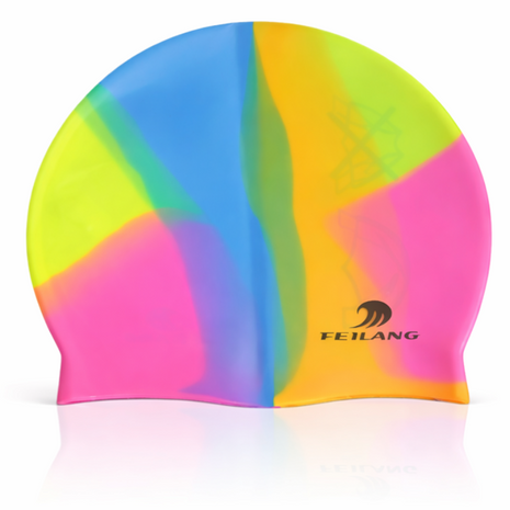 Silicone Swimming Cap Size 22×19 cm – Waterproof High Elasticity Rainbow