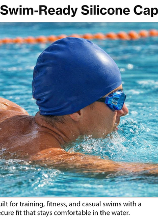 Silicone Swimming Cap Size 22×19 cm – Waterproof High Elasticity Navy