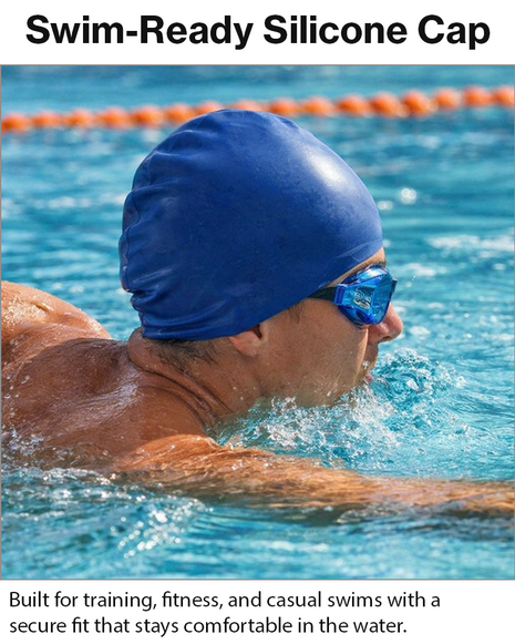 Silicone Swimming Cap Size 22×19 cm – Waterproof High Elasticity Navy