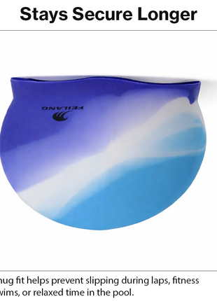Silicone Swimming Cap Size 22×19 cm – Waterproof High Elasticity Blue & White