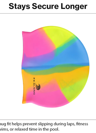 Silicone Swimming Cap Size 22×19 cm – Waterproof High Elasticity Rainbow