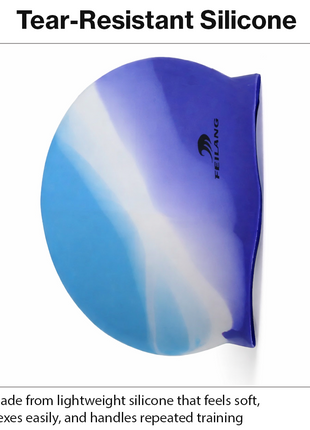 Silicone Swimming Cap Size 22×19 cm – Waterproof High Elasticity Blue & White