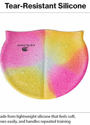 Silicone Swimming Cap Size 22×19 cm – Waterproof High Elasticity Pink/Yellow