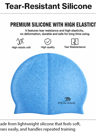 Silicone Swimming Cap Size 22×19 cm – Waterproof High Elasticity Blue