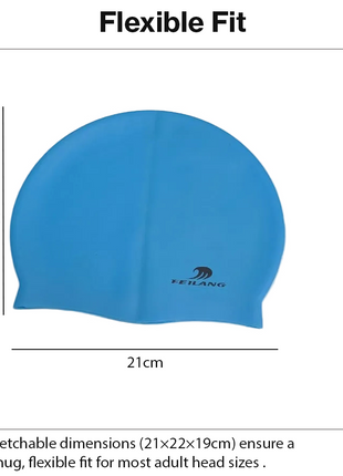 Silicone Swimming Cap Size 22×19 cm – Waterproof High Elasticity Blue