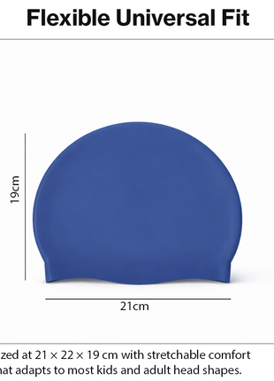 Silicone Swimming Cap Size 22×19 cm – Waterproof High Elasticity Navy