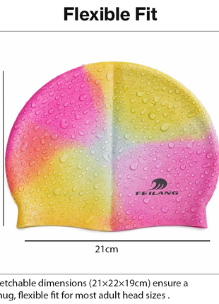 Silicone Swimming Cap Size 22×19 cm – Waterproof High Elasticity Pink/Yellow