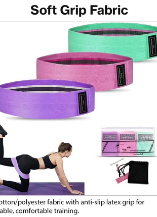 3-Piece Hip Resistance Bands Set with Carry Bag