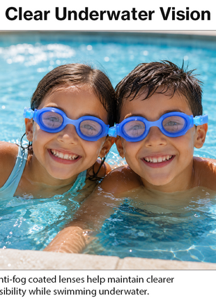 Junior Swimming Goggles with Ear Plugs & Anti-Fog Lenses