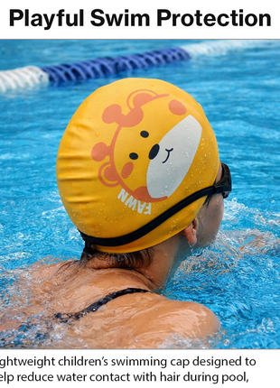 Children’s Waterproof Swimming Cap Ultra Stretch ABS Plastic Yellow Design