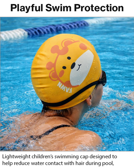 Children’s Waterproof Swimming Cap Ultra Stretch ABS Plastic Yellow Design