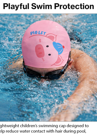 Children’s Waterproof Swimming Cap Ultra Stretch ABS Plastic Pink Design