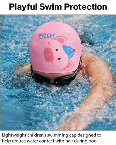 Children’s Waterproof Swimming Cap Ultra Stretch ABS Plastic Pink Design