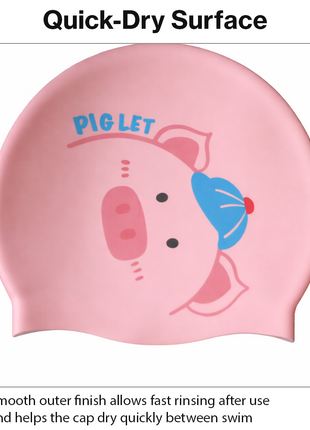 Children’s Waterproof Swimming Cap Ultra Stretch ABS Plastic Pink Design