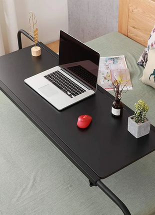 Height Adjustable Bedside Table on Wheels – Over‑Bed Laptop Desk, Lockable Wheels – Black