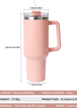 1.2L Stainless Steel Tumbler - Double-Wall Vacuum Insulated, Splash Proof, BPA-Free Lid with Rotating Cover