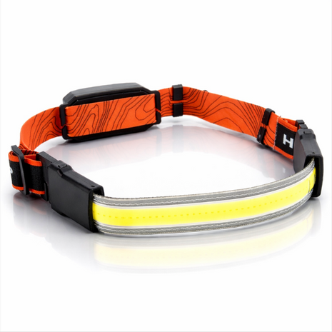 OutGear COB LED Headlamp 350lm USB Rechargeable Headband Flashlight, 500mAh Li-ion Battery, Red & White Light Modes, Adjustable Strap, Camping Hiking Running