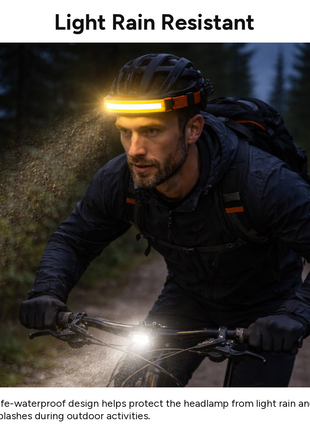 OutGear COB LED Headlamp 350lm USB Rechargeable Headband Flashlight, 500mAh Li-ion Battery, Red & White Light Modes, Adjustable Strap, Camping Hiking Running